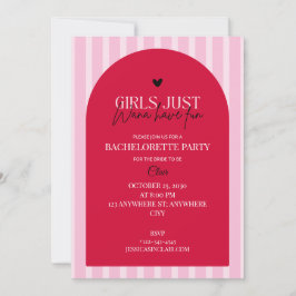 Girls Just Wanna Have Fun Pink Bachelorette Party Kaart