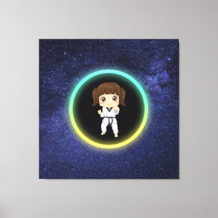 Girls Karate Galaxy Canvas Afdruk