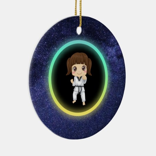 Girls Karate Galaxy Keramisch Ornament (Rechts)
