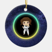 Girls Karate Galaxy Keramisch Ornament (Voorkant)