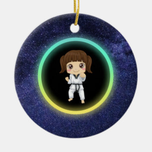 Girls Karate Galaxy Keramisch Ornament
