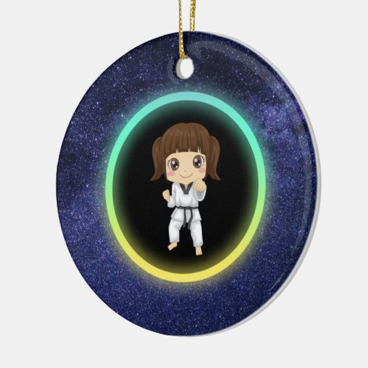 Girls Karate Galaxy Keramisch Ornament (Links)