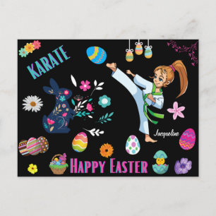 Girls Karate Happy Paasdecoratief Briefkaart