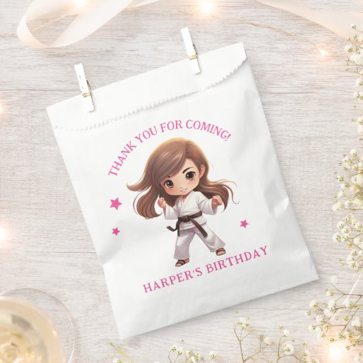 Girl's Karate Martial Arts Verjaardagsfeest Bedankzakje (Geknipt)