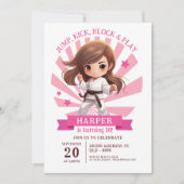 Girl's Karate Martial Arts Verjaardagsfeest Kaart (Voorkant)