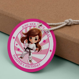 Girl's Karate Martial Arts Verjaardagsfeest Ronde Sticker
