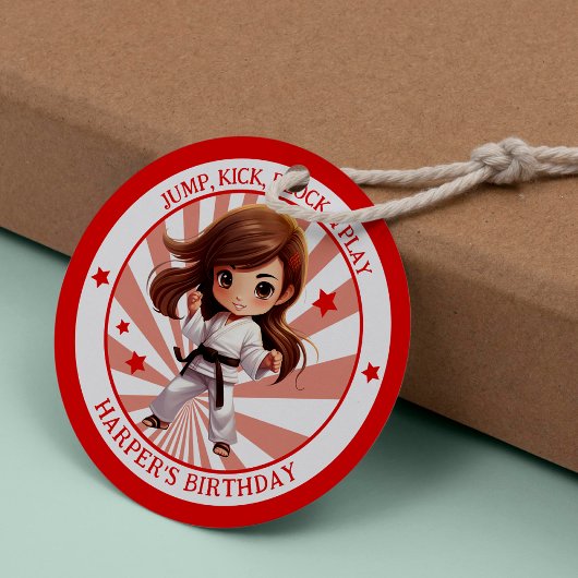 Girl's Karate Martial Arts Verjaardagsfeest Ronde Sticker