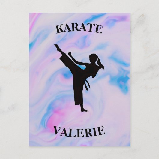 Girls Karate Pastel Swirl Briefkaart (Voorkant)