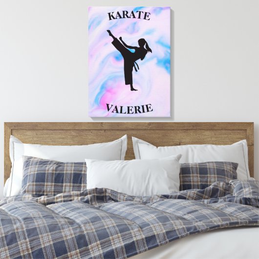 Girls Karate Pastel Swirl Canvas Afdruk (Insitu (Slaapkamer))