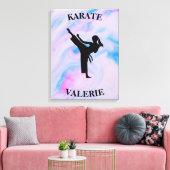 Girls Karate Pastel Swirl Canvas Afdruk (Insitu (Woonkamer))