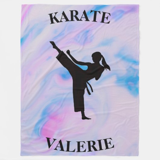 Girls Karate Pastel Swirl Fleece Deken (Voorkant)