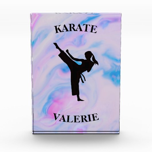 Girls Karate Pastel Swirl Fotoblokken (Voorkant)