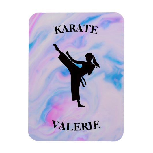 Girls Karate Pastel Swirl Magneet (Verticaal)