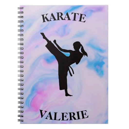 Girls Karate Pastel Swirl Notitieboek (Voorkant)