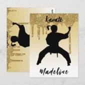 Girls Karate Stance Gold Glitter Drip Ombre Briefkaart (Voorkant / Achterkant)