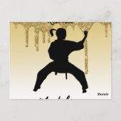 Girls Karate Stance Gold Glitter Drip Ombre Briefkaart (Achterkant)