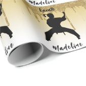 Girls Karate Stance Gold Glitter Drip Ombre Cadeaupapier (Rol Hoek)