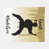 Girls Karate Stance Gold Glitter Drip Ombre Fleece Deken (Voorkant (Horizontaal))