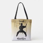 Girls Karate Stance Gold Glitter Drip Ombre Tote Bag (Achterkant)