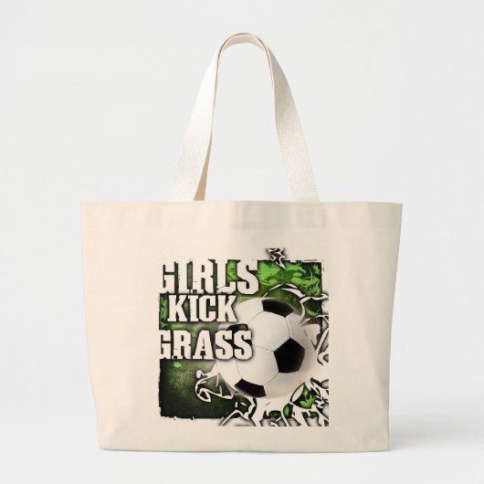 Girls Kick Grass Grote Tote Bag (Voorkant)