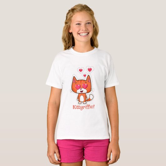 Girl's Kitten Cotton T-Shirt | Kinderen kleding (Voorkant volledig)