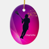Girls Lacrosse Dominant Defender Ornament (Voorkant)