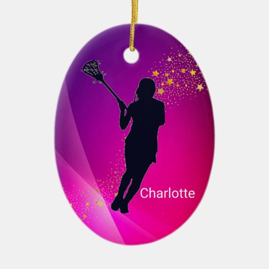 Girls Lacrosse Dominant Defender Ornament (Voorkant)