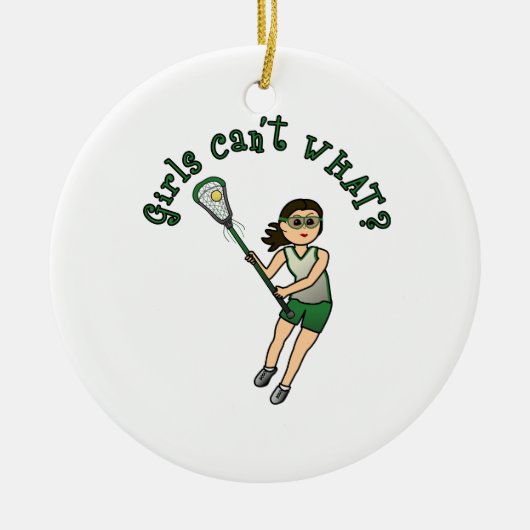 Girls Lacrosse Green Keramisch Ornament (Voorkant)