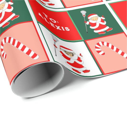 Girls Lacrosse Holiday Gift Cadeaupapier (Rol Hoek)