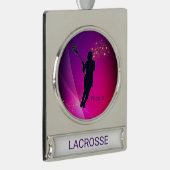 Girls Lacrosse kerstversiering Verzilverd Banner Ornament (Rechts)