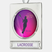 Girls Lacrosse kerstversiering Verzilverd Banner Ornament (Links)