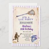 Girls Lacrosse party Invitation Kaart (Voorkant / Achterkant)