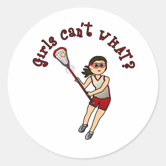 Girls Lacrosse Red Ronde Sticker (Voorkant)