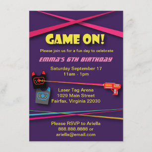 Girl's Laser Label Birthday Party Kaart