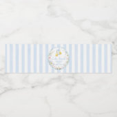 Girls Lemon Bow Blue Floral Waterfles Etiket (Enkel label)