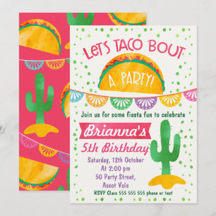 Girls Let's Taco over een verjaardagsuitnodiging v Kaart