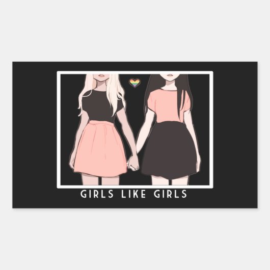 girls like girls rechthoekige sticker (Voorkant)