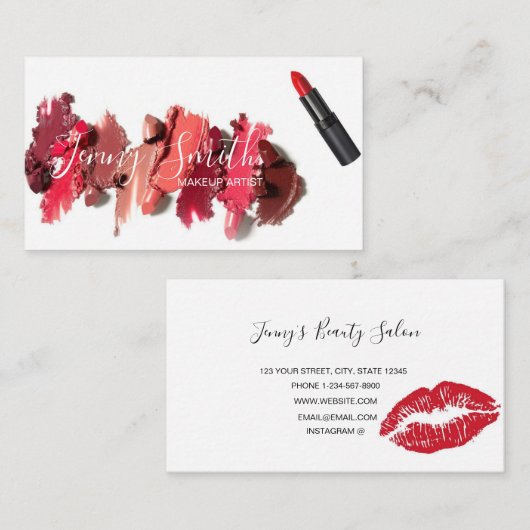 Girls Lipstick Visitekaartje (Voorkant / Achterkant)