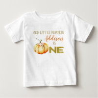 Girls Little Pumpkin 1st Birthday T-shirt