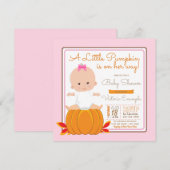 Girls Little Pumpkin Baby shower Invitation Kaart (Voorkant / Achterkant)