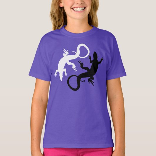 Girl's Lizard T-shirt Organic Lizard Art Shirt (Voorkant)