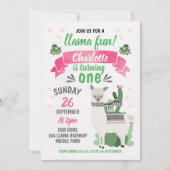Girls Llama Birthday Invitation Kaart (Voorkant)
