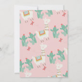 Girls Llama Cactus Birthday Invitation Kaart (Achterkant)