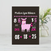 Girls llama Foto geboorteaankondiging Kaart (Staand voorkant)