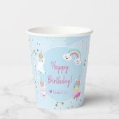 Girls Llamacorn Unicorn Happy Birthday Papieren Bekers (Achterkant)