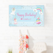 Girls Llamacorn Unicorn Happy Birthday Party Spandoek (Insitu)