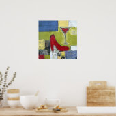 Girls Love Cosmos & Red Shoes van Dan Robertson Poster (Keuken)