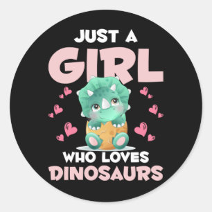 Girls Love Dinosaurs Cute Reptiles Dino Ronde Sticker