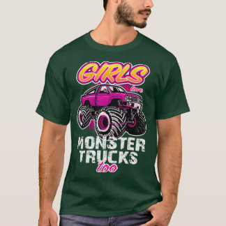 Girls Love Monster Trucks to Retro Distress Pin T-shirt