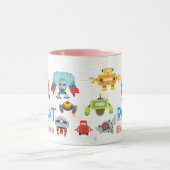 Girls Love ROBOTS roze Named Funny Cute Cartoon Mok (Midden)